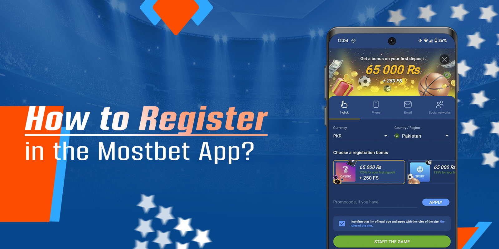 Registration in the mobile application