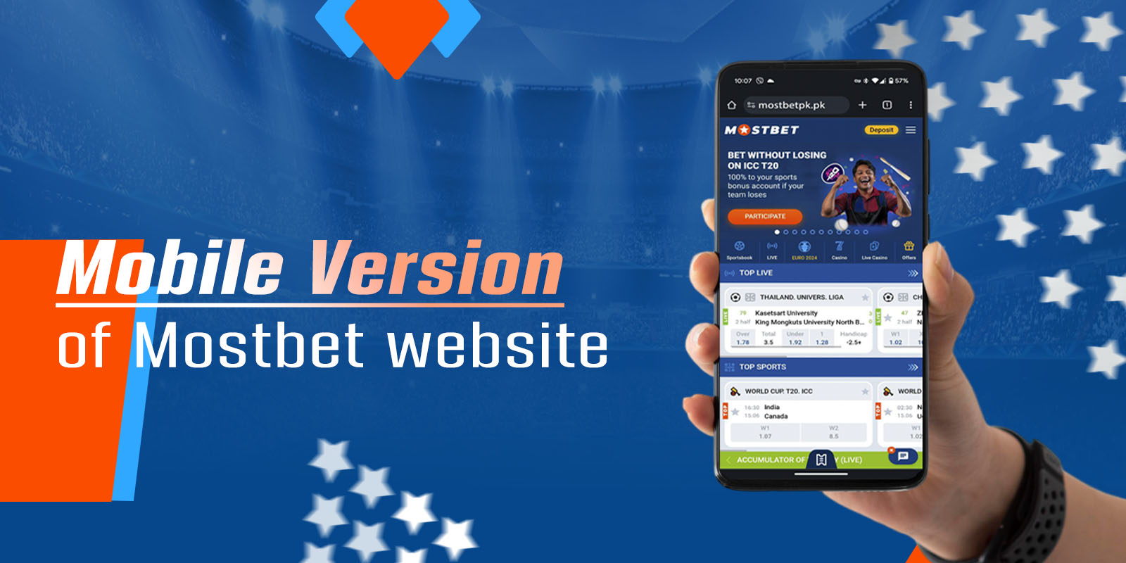 The mobile version of the Mostbet website is also very convenient