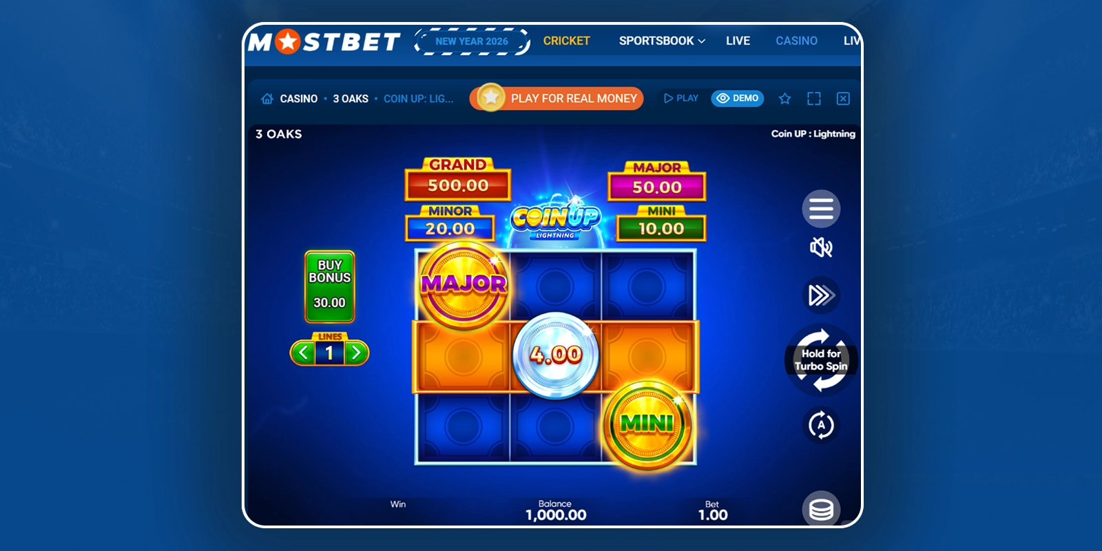 Confirm and spin wheel at Coin Up Lightning