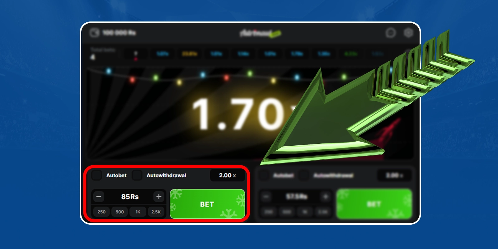 Choose Astronaut bet amount