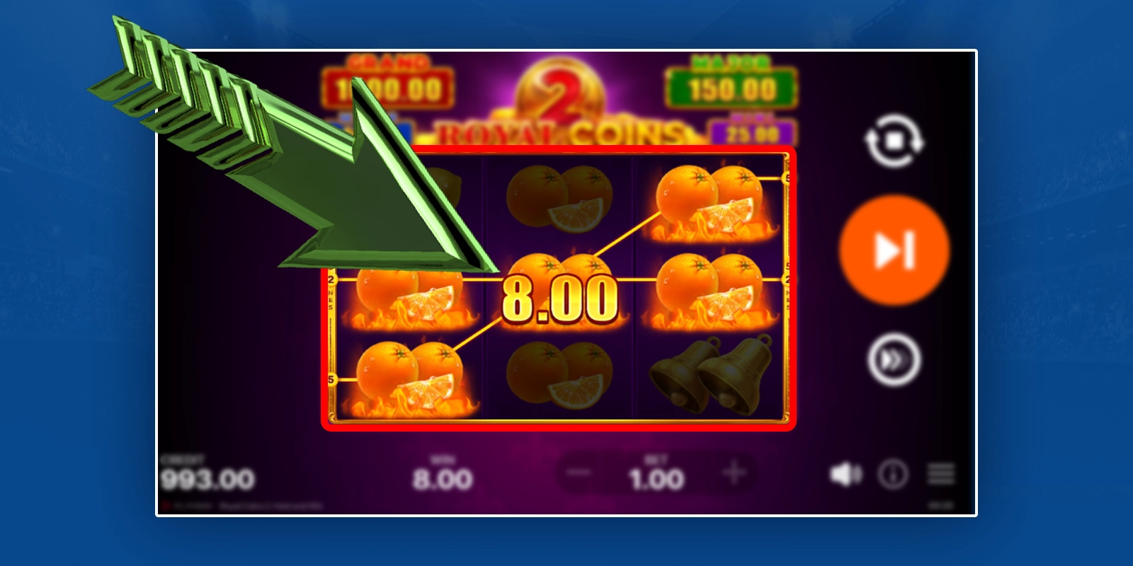 Watch Hold and Win rounds at Royal Coins 2 on Mostbet