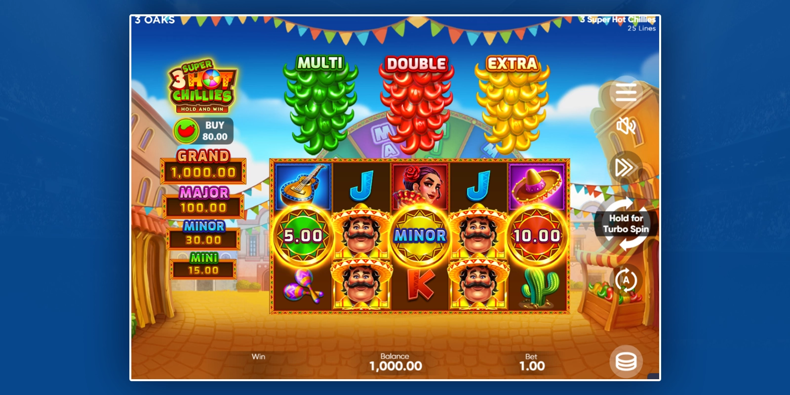 Set bet amount and spin reels