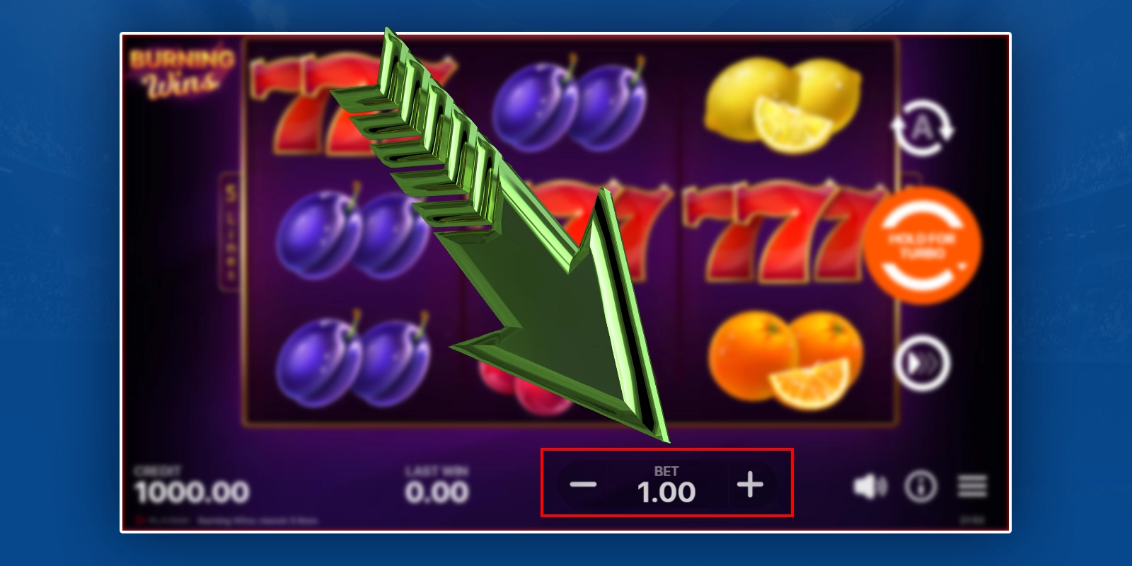 Set bet amount and paylines