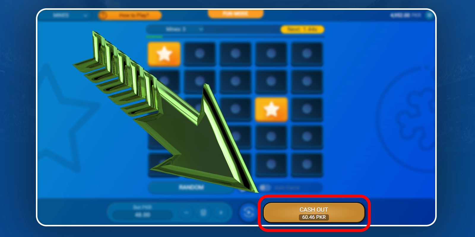 Cash out before hitting mine